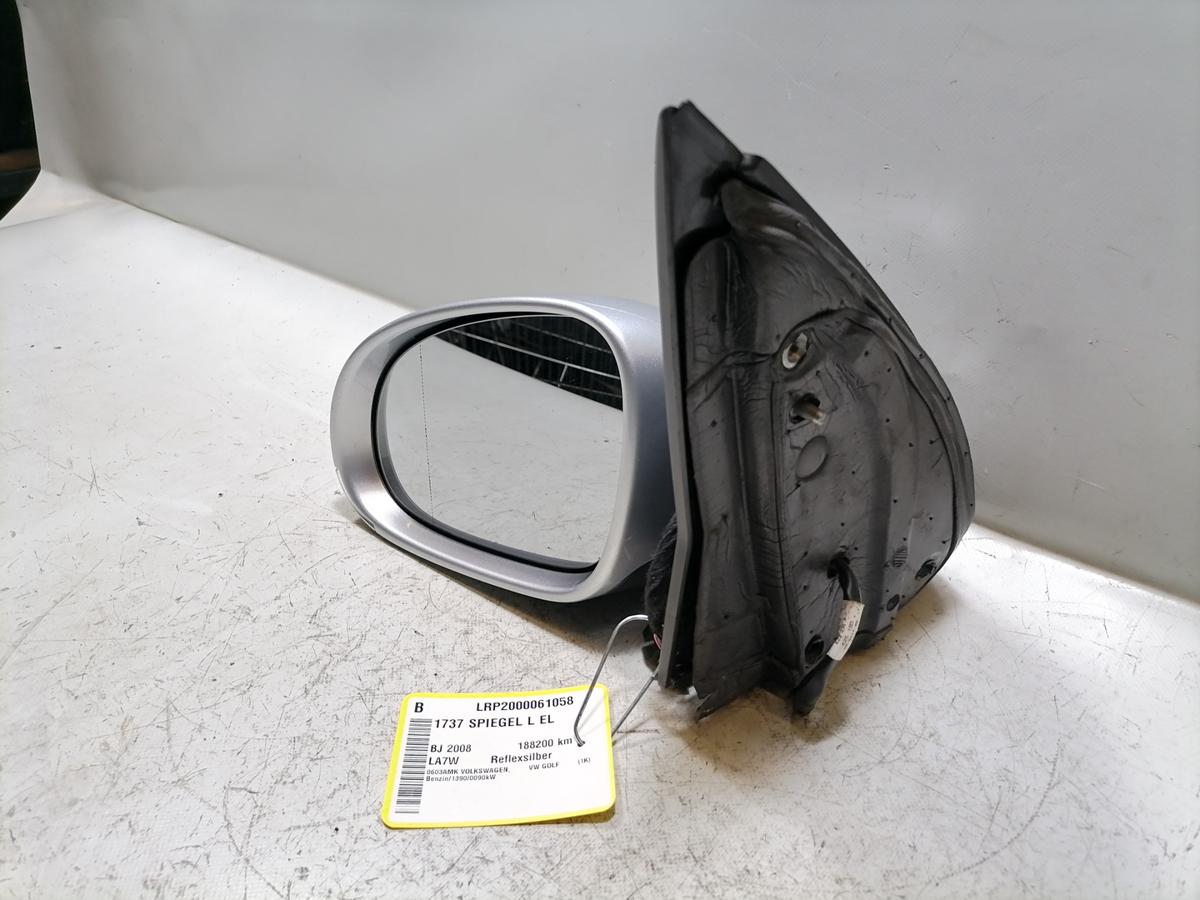 VW Golf 5 original T&uuml;r Au&szlig;enspiegel links elektrisch verstellbar LA7W Reflexsilber Flie&szlig;heck Bj.2008